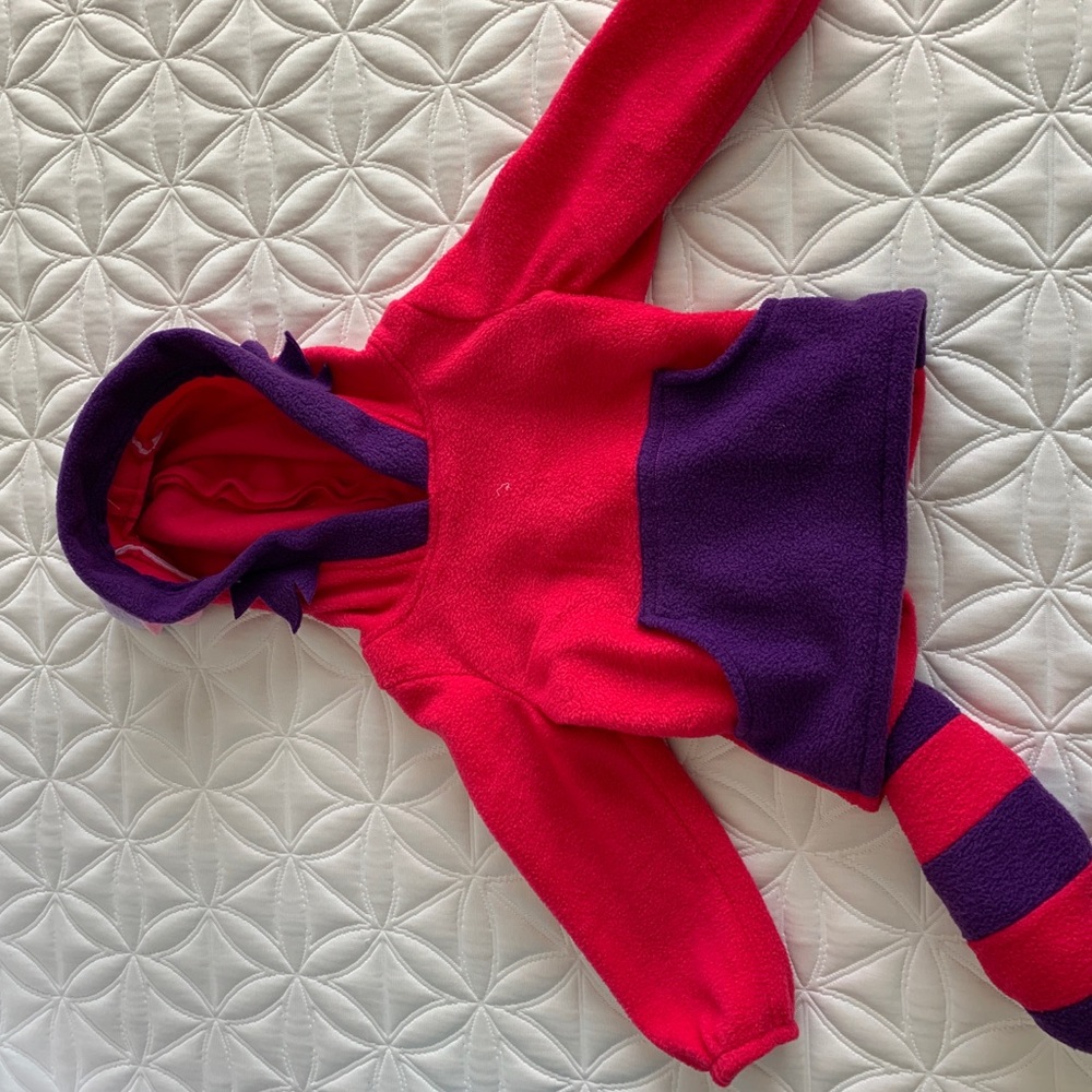 Kids Red and Purple Fleece Costume Hoodie with Tail